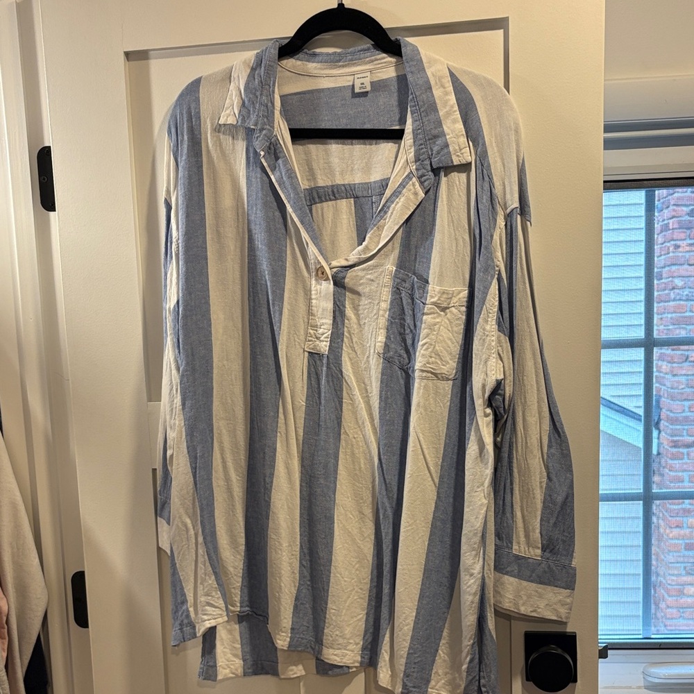 Blue and White Striped Shirt